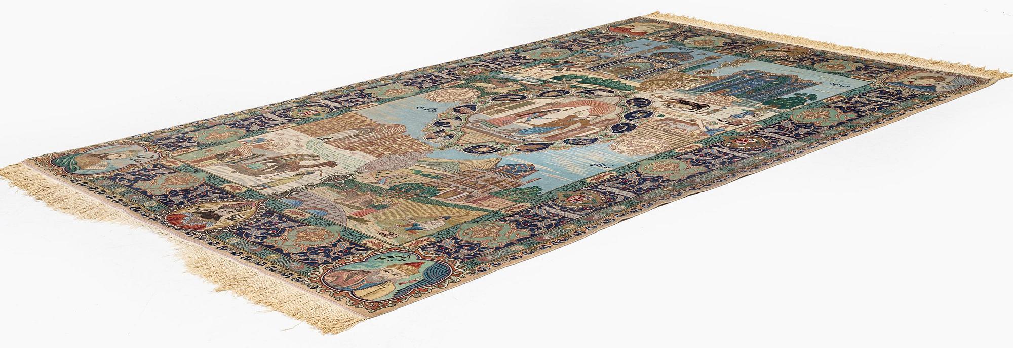 A pictoral Tabriz carpet of  'The Four Seasons', design, c. 293 x 178 cm.