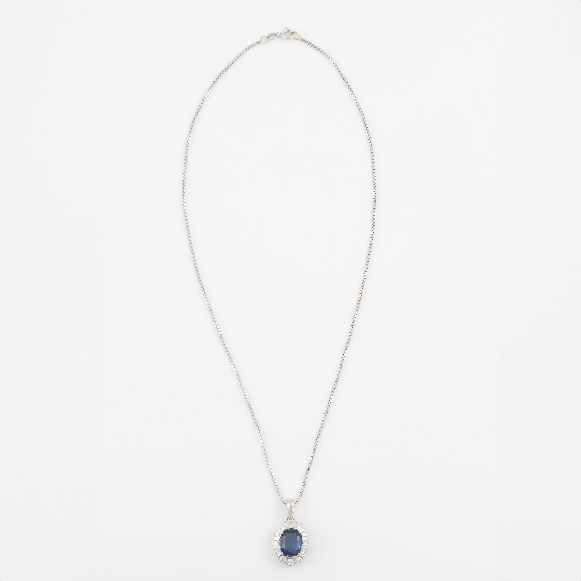 Pendant, Lennart Magnusson, 18K white gold with sapphire and brilliant-cut diamonds, chain 18K white gold included.