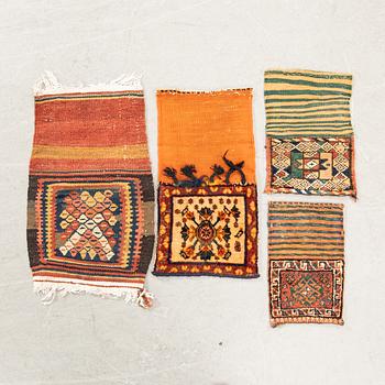 Bags Chanteh 4 pcs Bidjar, Kashgai/Lori, Kurdistan/Qushan semantika/antique.