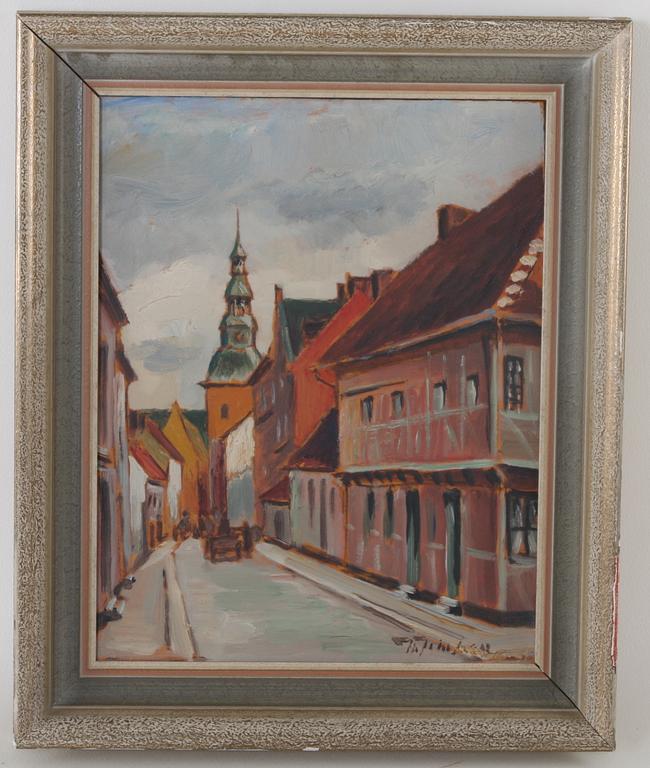 PARTI KONST, 3 delar, oljor, okända konstnärer.