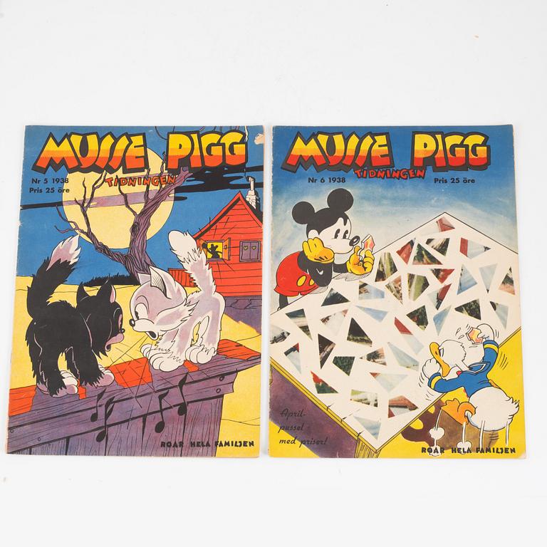 Serietidningar, "Musse Pigg Tidningen", 22 st, 1937-1938.