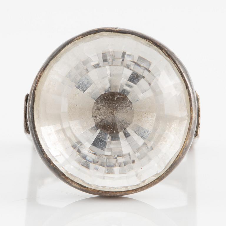 Ove Bohlin, ring, silver and rock crystal.