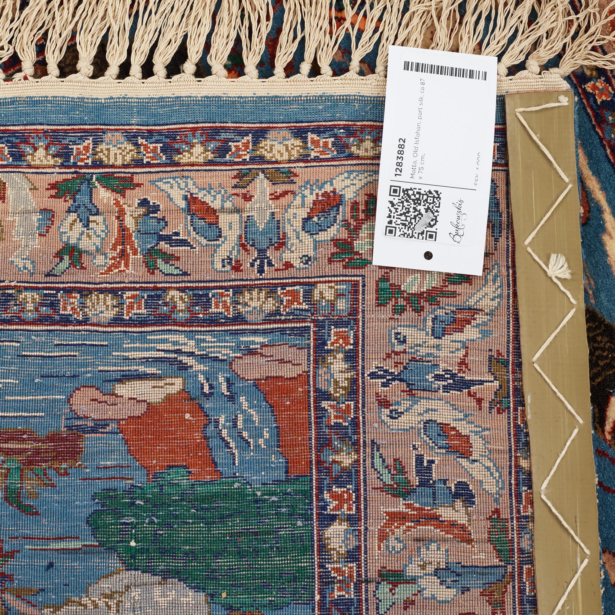 A rug, Old Esfahan, part silk, ca 87 x 75 cm.