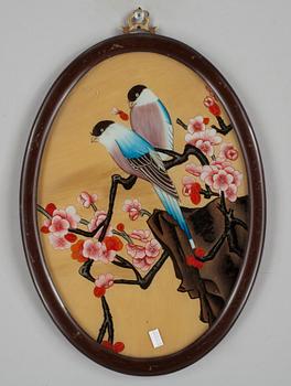 OKÄND KONSTNÄR, 3 st, glasmålningar, Kina, 1800/1900-tal.