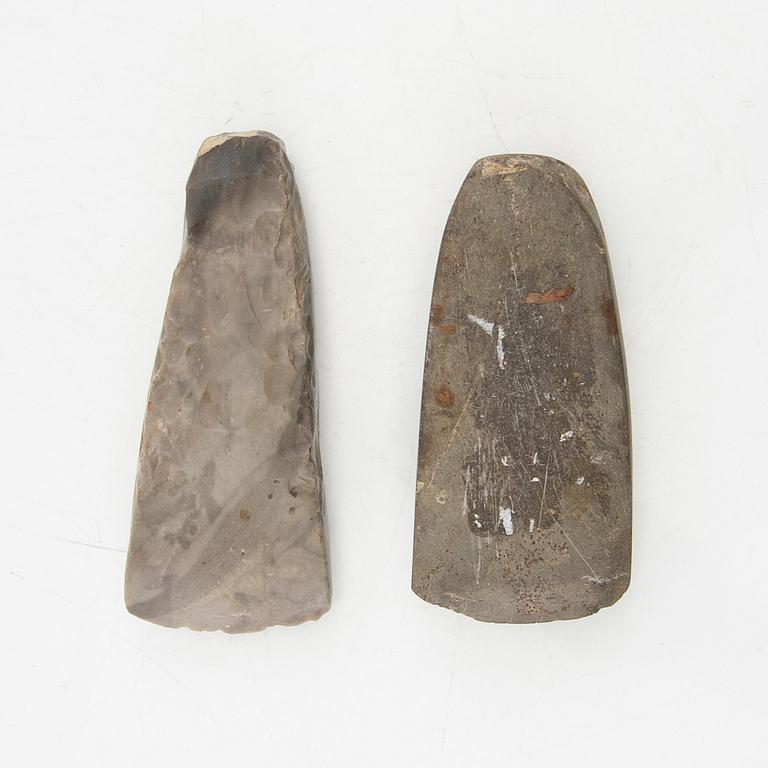 Stone axes, four pieces, Neolithic.