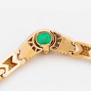 A Bulgari necklace set with a cabochon-cut emerald 12.51 cts according to engraving.