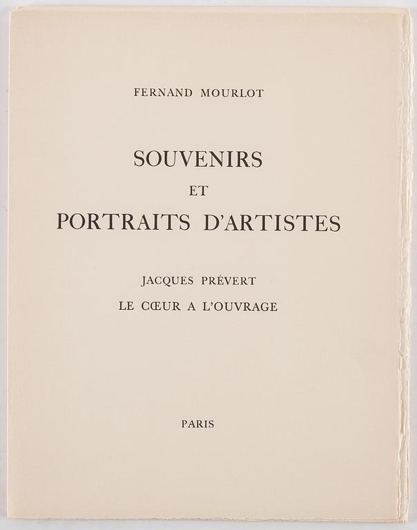 Fernand Mourlot, portfölj med 4 litografier, "Souvenirs et portraits d'artistes", utgiven 1972.