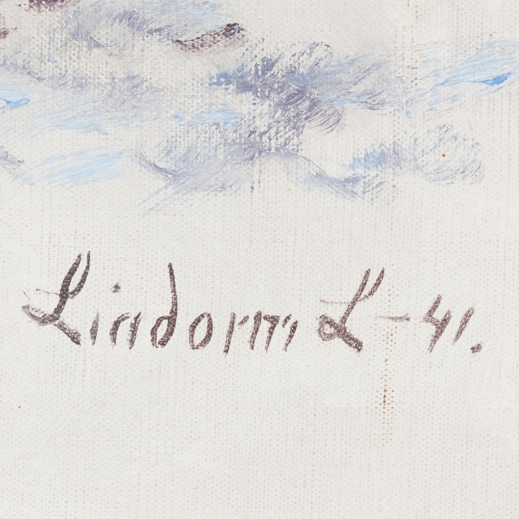 Lindorm Liljefors, Winter landscape with fox.