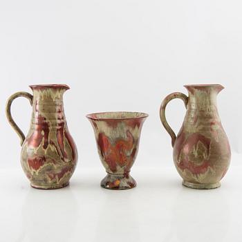 Andersson & Johansson pitcher 2 pcs and vase Höganäs first half/mid 20th century.