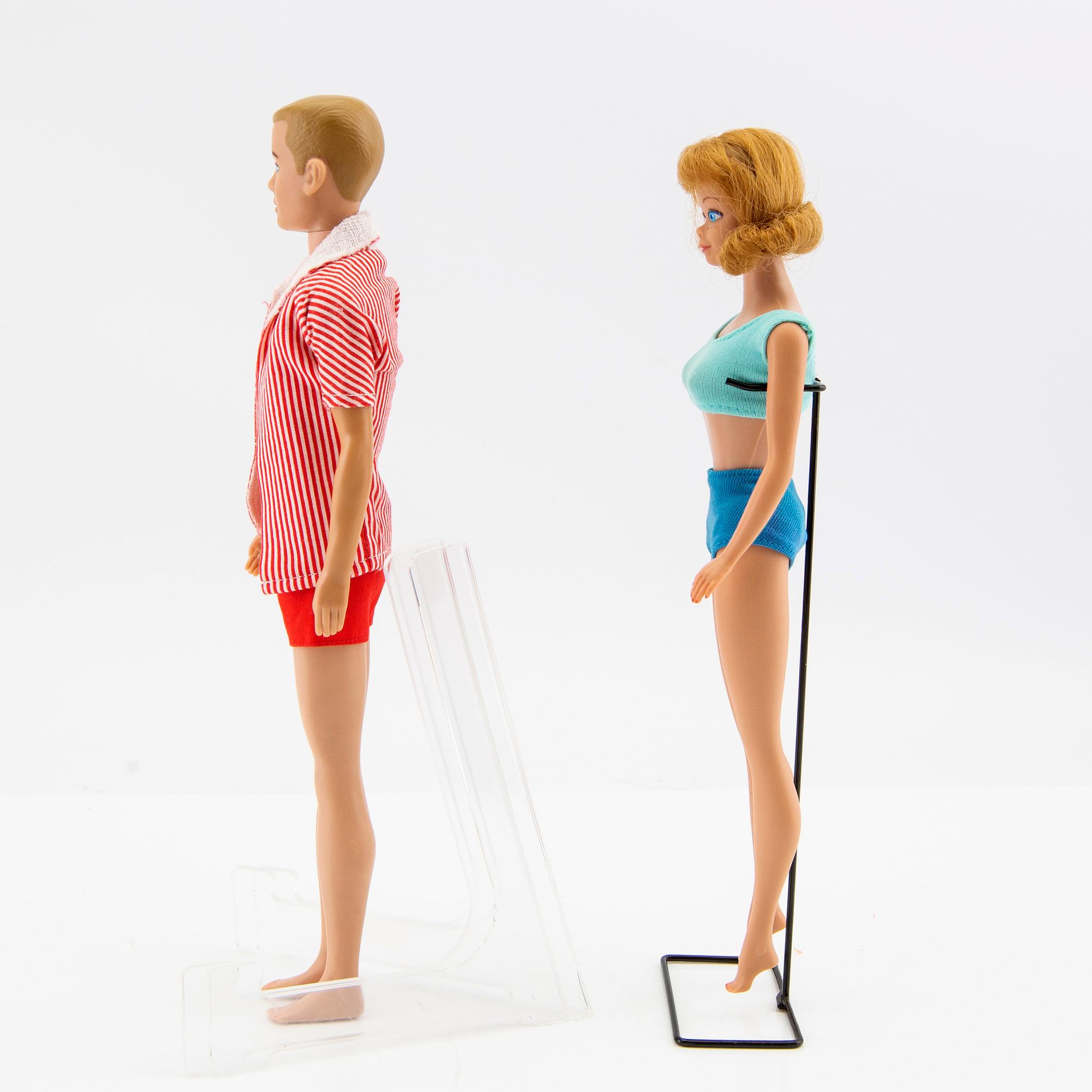Midge and Ken, dolls 2 pcs., as well as clothes vintage "Midge" Mattel 1963, "Ken" Mattel 1964-65.