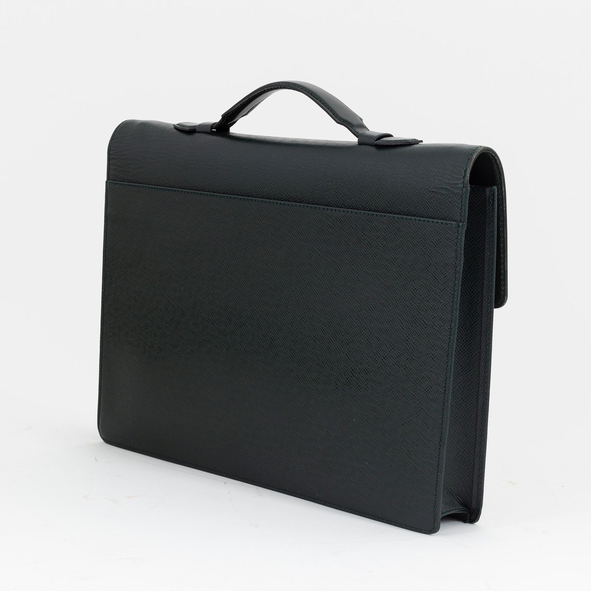 Louis Vuitton, a green Taiga 'Kourad' briefcase, 1997.