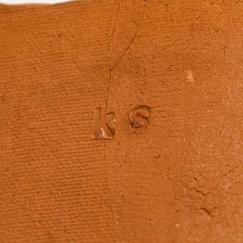 Kyllikki Salmenhaara, a 'winding' red clay sculpture, signed KS.