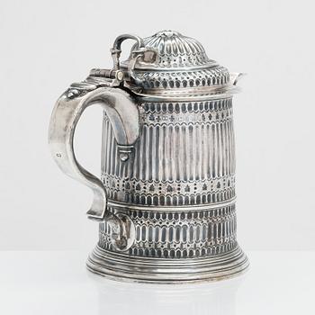 A sterling silver jug, London, unidentified marks.