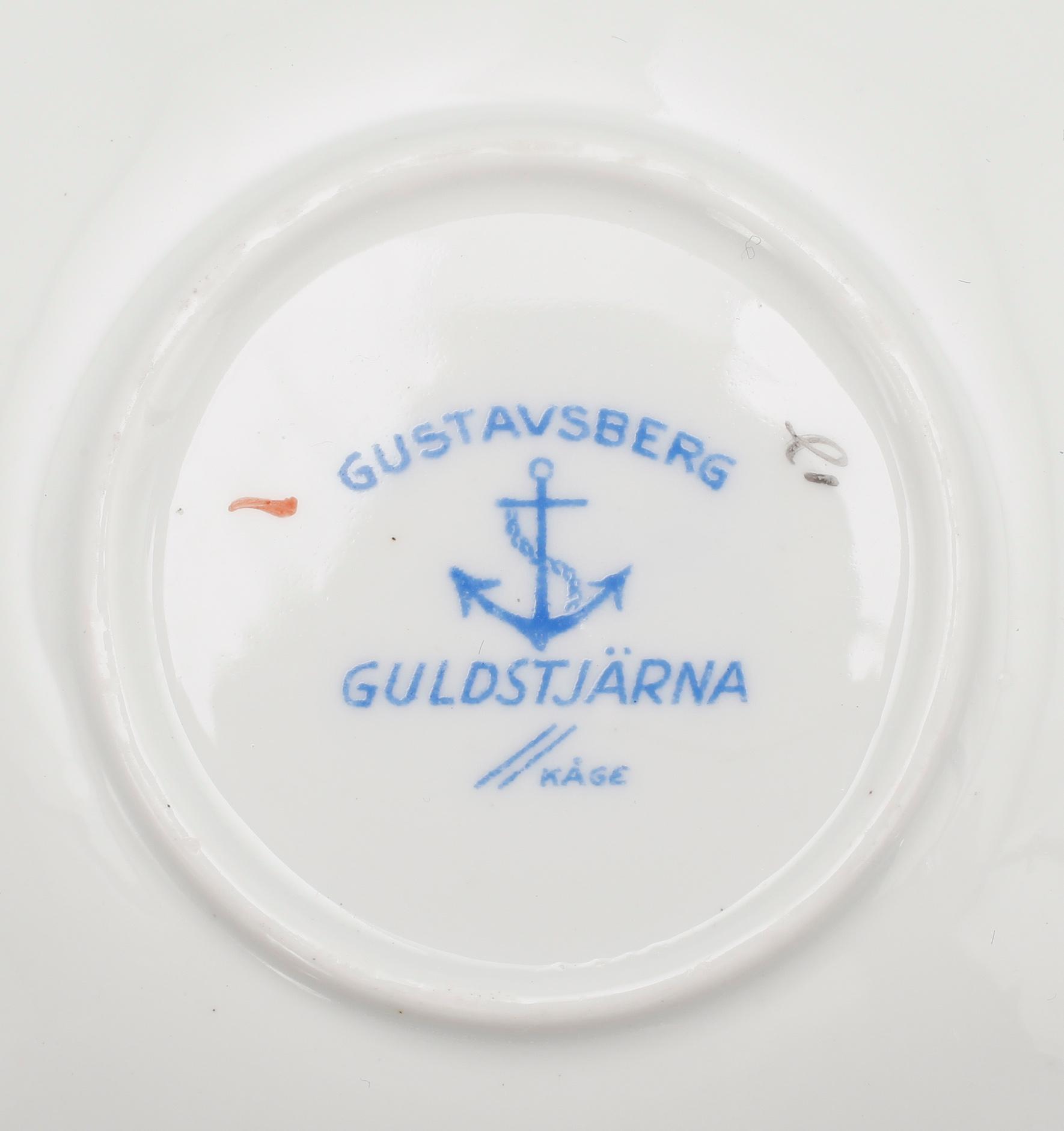 MOCCASERVIS, 12 del, porslin, Guldstjärna, Wilhelm Kåge, Gustavsberg.