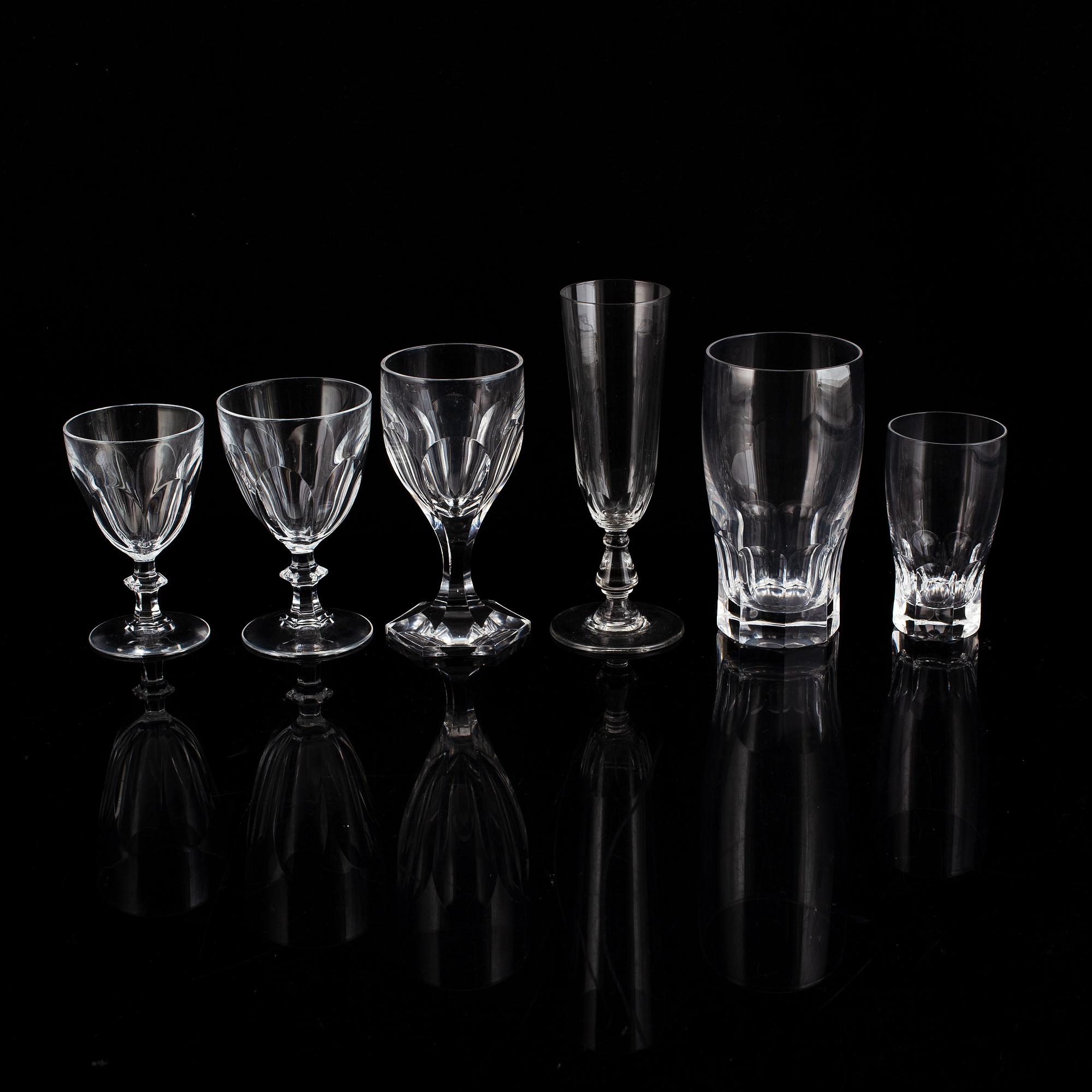 A glass service, 20th Century, presumably Orrefors. (61 pieces).