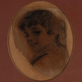 ANDERS ZORN, pencil and coal on greasproof paper mounted on paperpanel, signed in pencil. Probably executed around 1879.