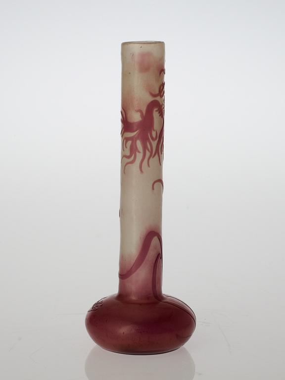 An Emile Gallé Art Nouveau cameo glass vase, Nancy, France.