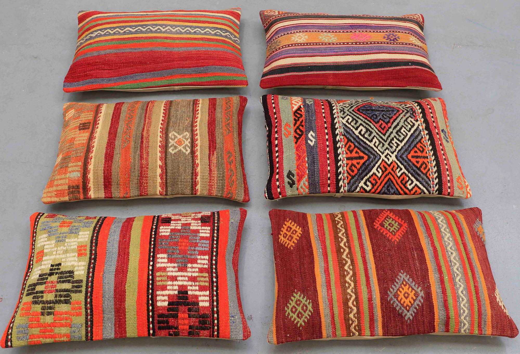 SIX KILIM CUSHIONS, AROUND 60 x 40 cm.