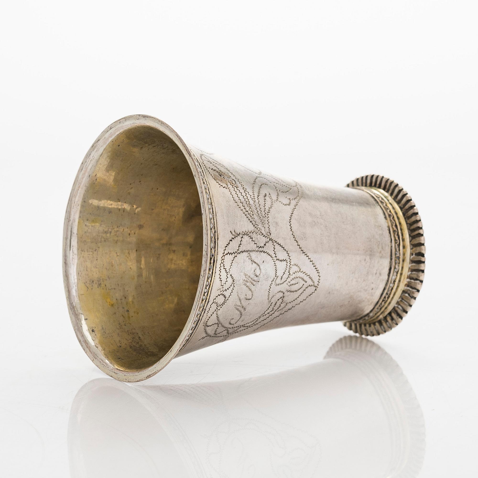 A Swedish 18th century parcel-gilt silver beaker, mark of Martin Bernström, Härnösand (active 1742-1779 (1782)).