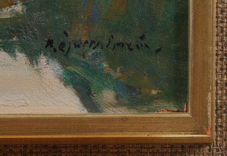 HUGO ÖFVERSTRÖM, olja på pannå, sign.