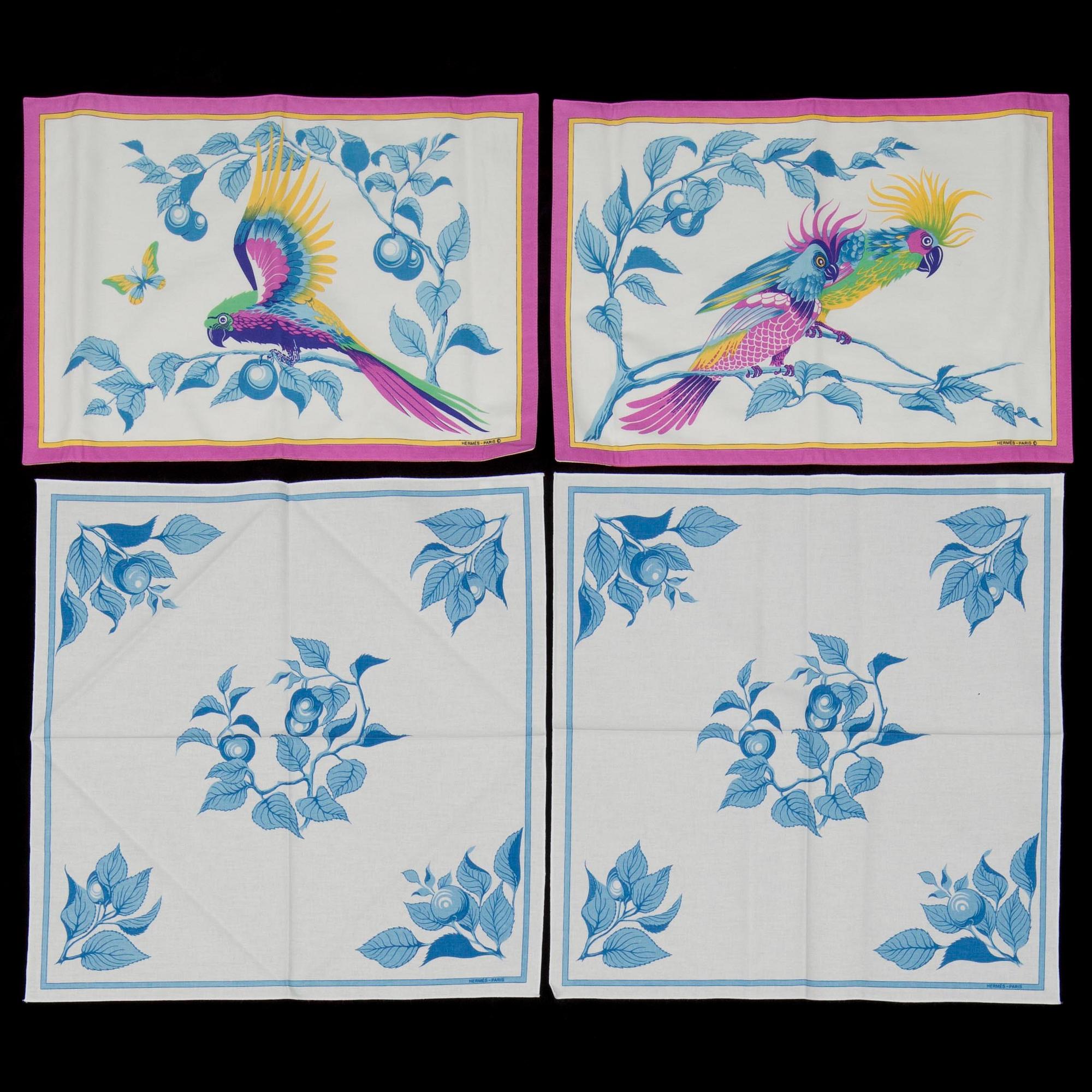 BORDSTABLETTER, 2 st, samt SERVIETTER, 2 st, bomull, Hermès.