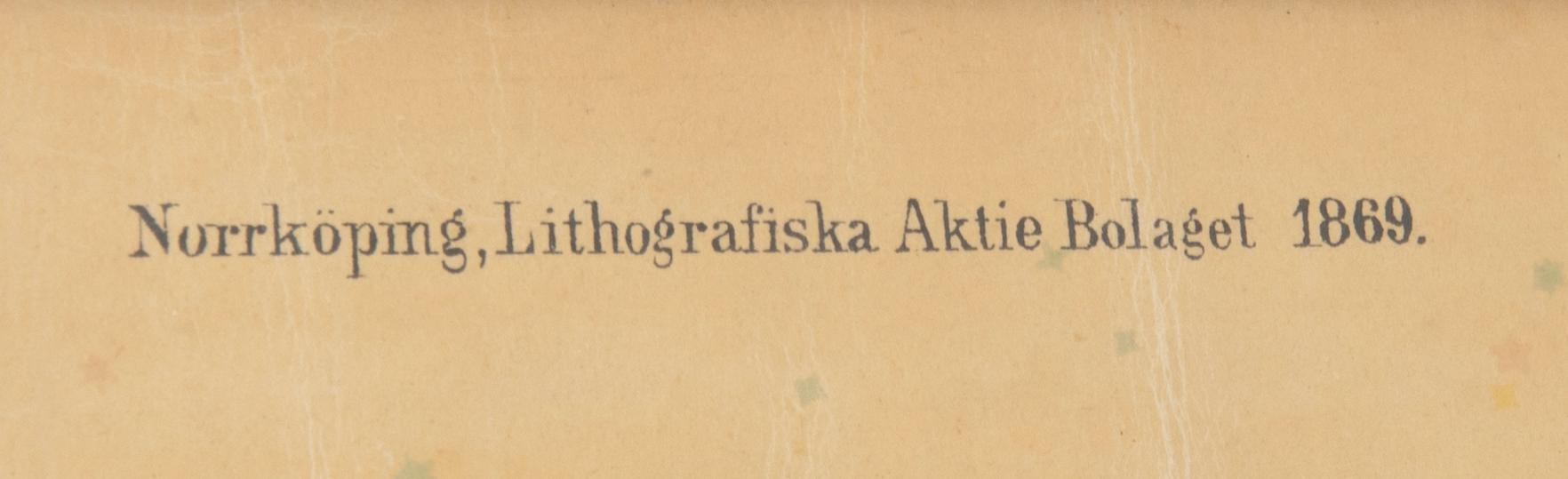 Thure von Mentzer affisch Jordbanans plan Norrköping Lithografiska Aktie Bolaget 1869.