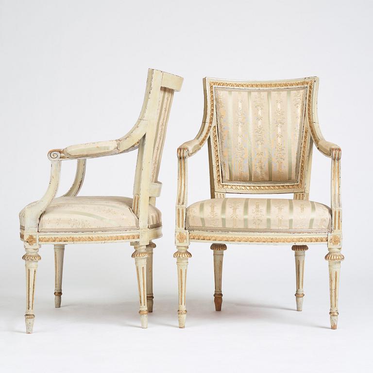 A pair of Gustavian armchairs by E Ståhl.