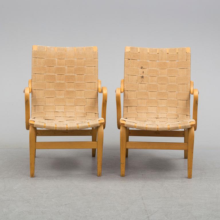 BRUNO MATHSSON, a pair of 'Eva' easy chairs for Karl Mathsson, Värnamo 1960.