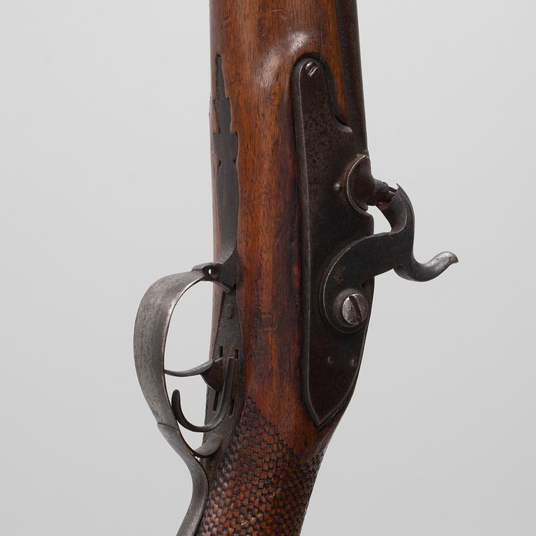 Hammerless shotgun, double-barrelled, signed AP Sandberg, 19th century.