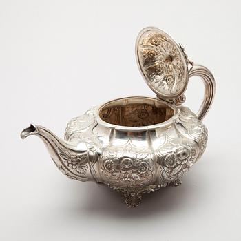 KAFFE- / TESERVIS, 4 delar, silver, London 1836, England.  Tot. vikt ca 2224 g.