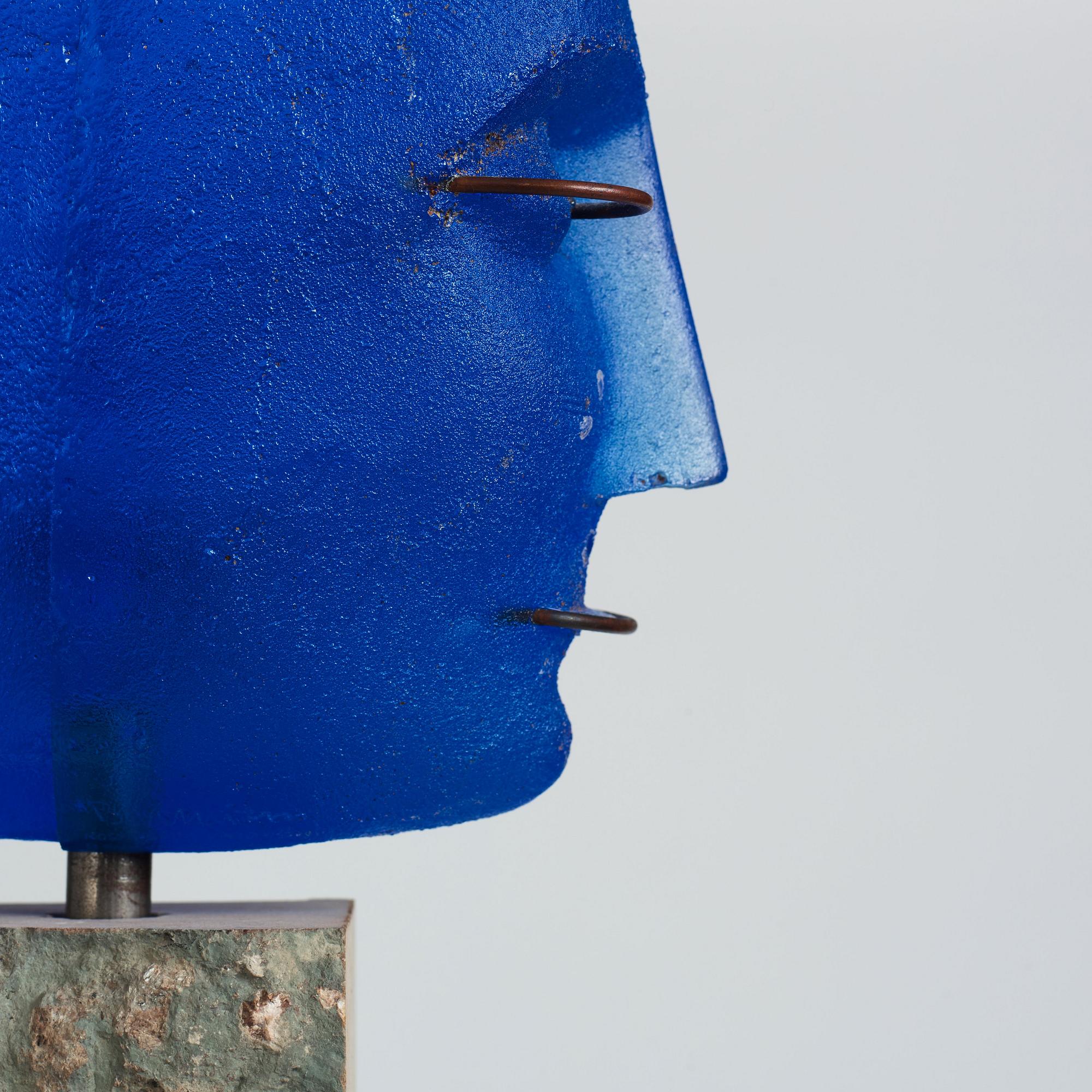 Bertil Vallien, a sand casted 'Head' glass sculpture, Kosta Boda, Sweden ca 1996.