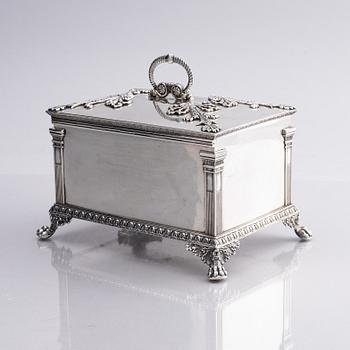 A Swedish 19th century silver sugar-casket, mark of Adolf Zethelius, Stockholm 1826.
