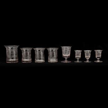 GLAS, 8 st, Sverige, omkring 1800.