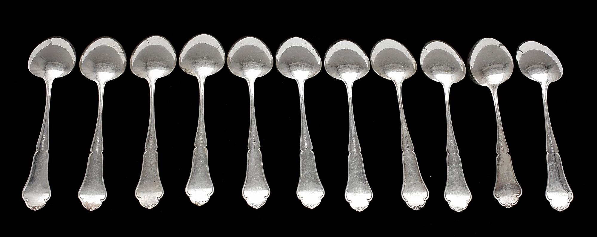 SKEDAR, 11 st, silver, Kultateollisuus Ky, Åbo, Finland, bla 1956. Tot vikt ca 518g.