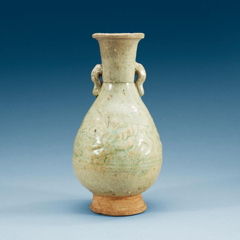 A celadon glazed vase, Yuan dynasty (1271-1368).