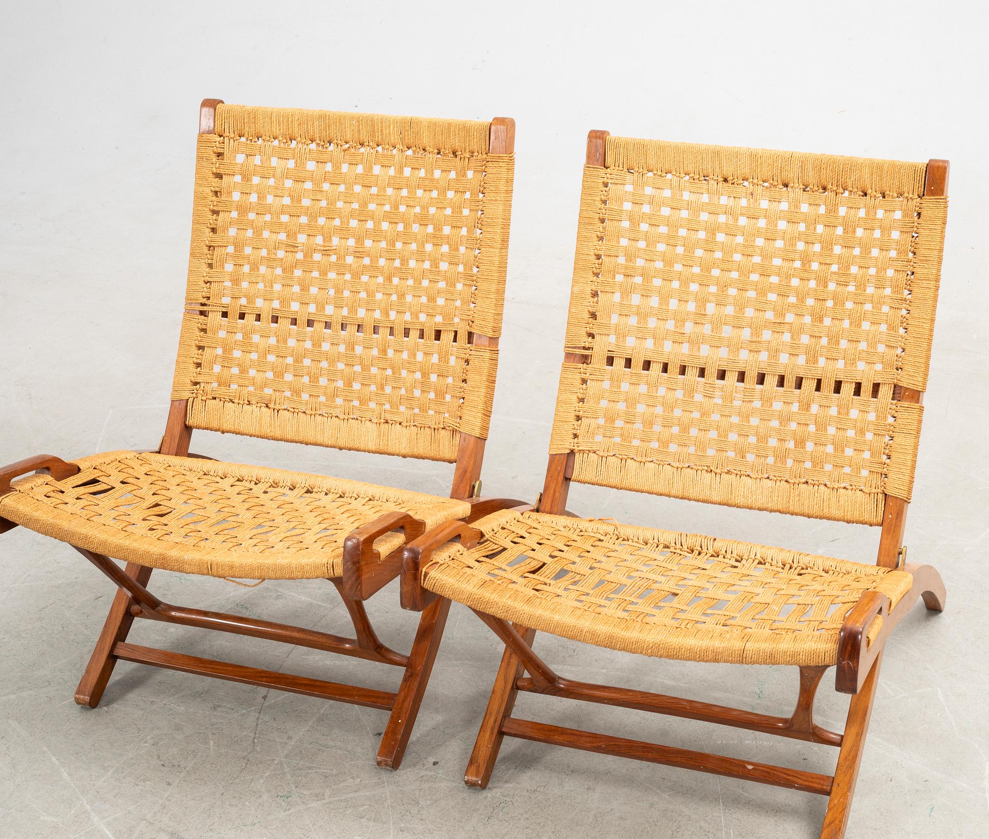 Chairs, a pair, Ebert Wels, folding chair, Yugoslavia 1960s.