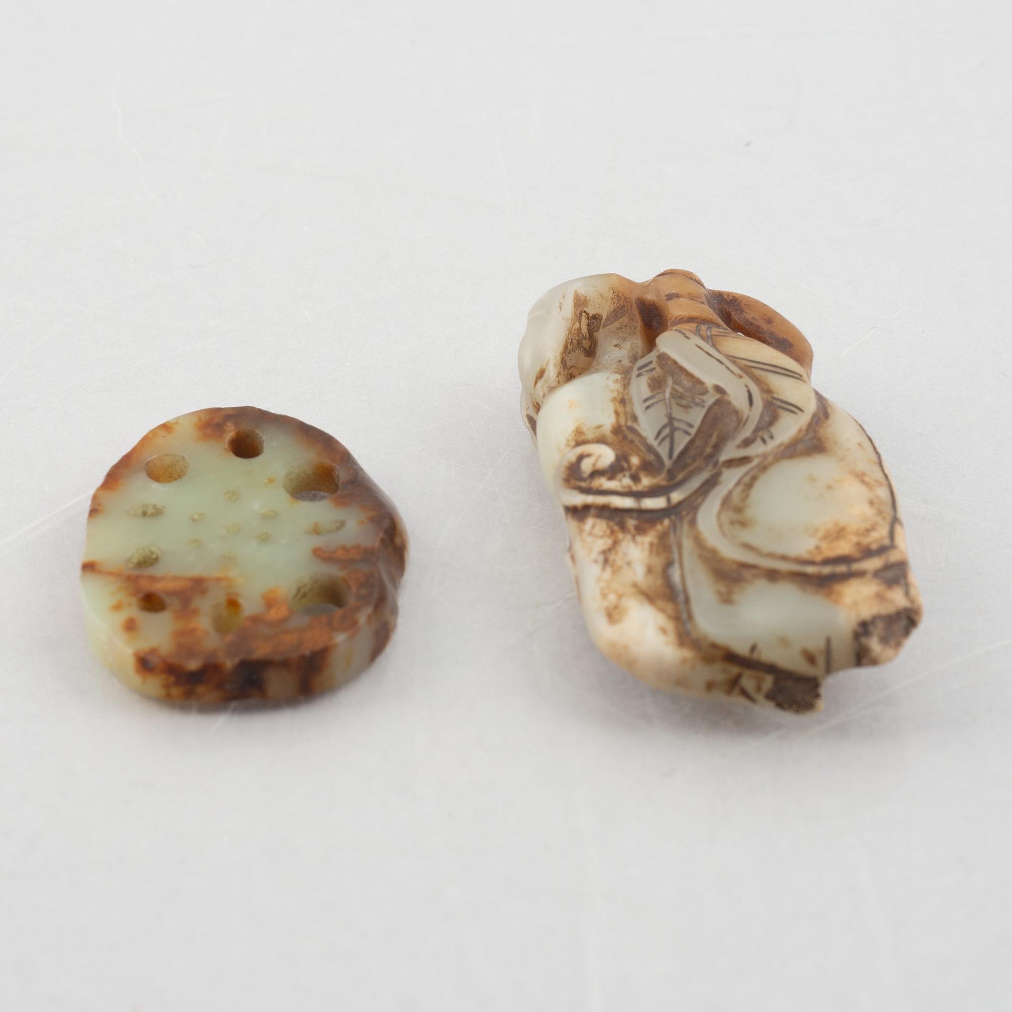 A group of five Chinese stone charms, 20th century.