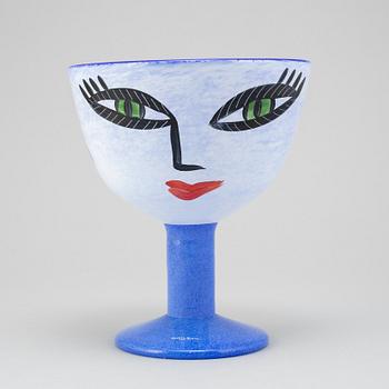 Ulrica Hydman-Vallien, vas, pokal, samt 6 glas, Kosta Boda, signerade.