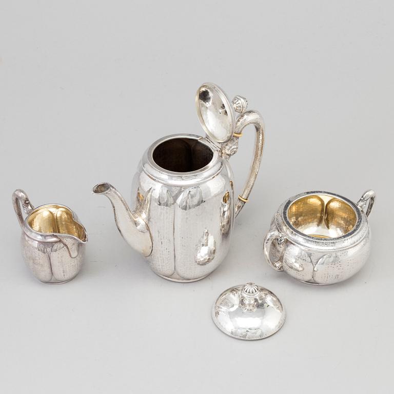 KAFFESERVIS, 3 delar, silver, importstämplad, 1900-talets första hälft.