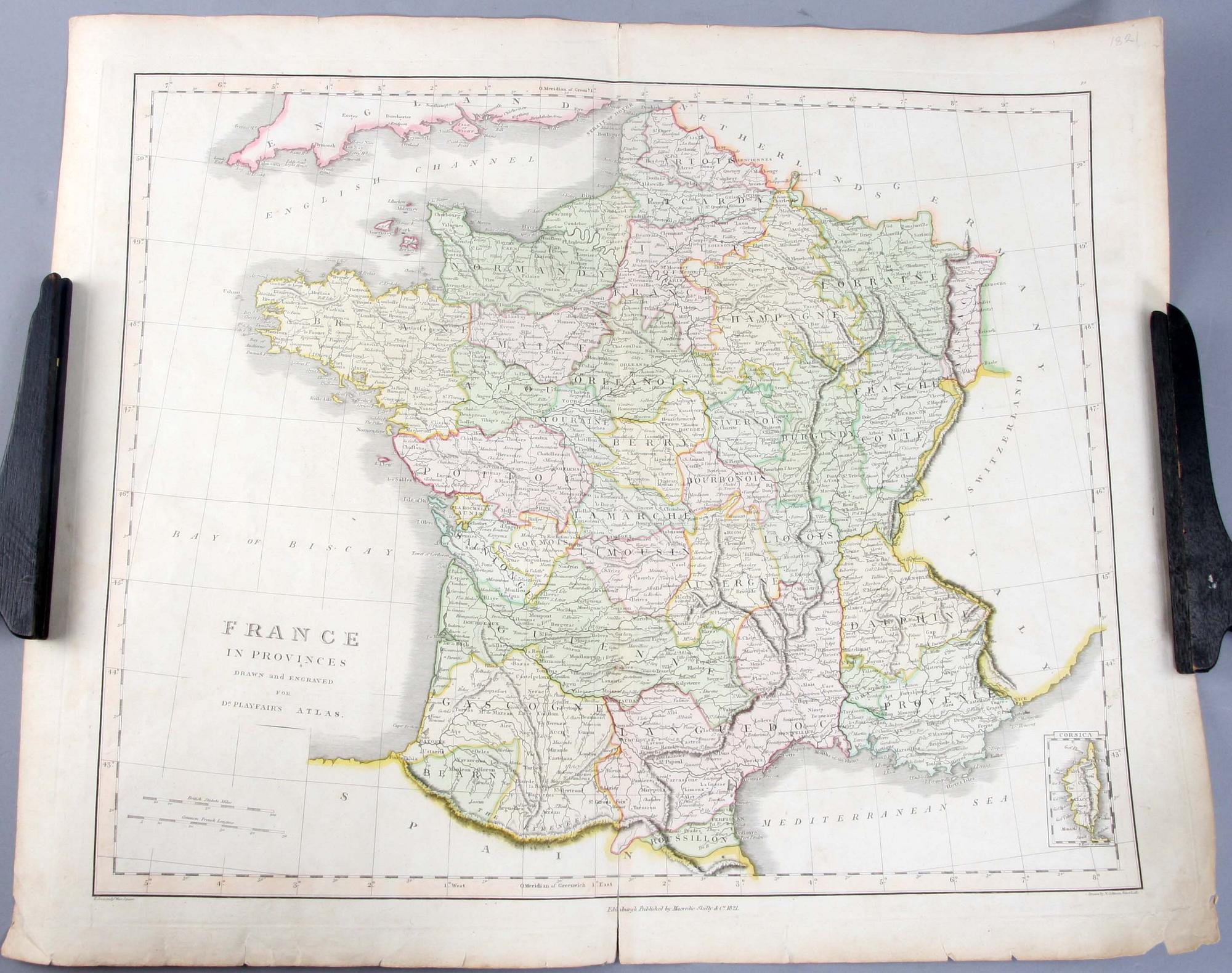 KARTA, Frankrike, N Coltman Vauxhall, 1821.