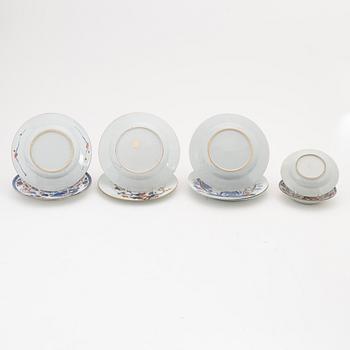 A group of seven (3+2+1+1) imari plates and two imari dessert dishes, Qing dynasty, 18th century.