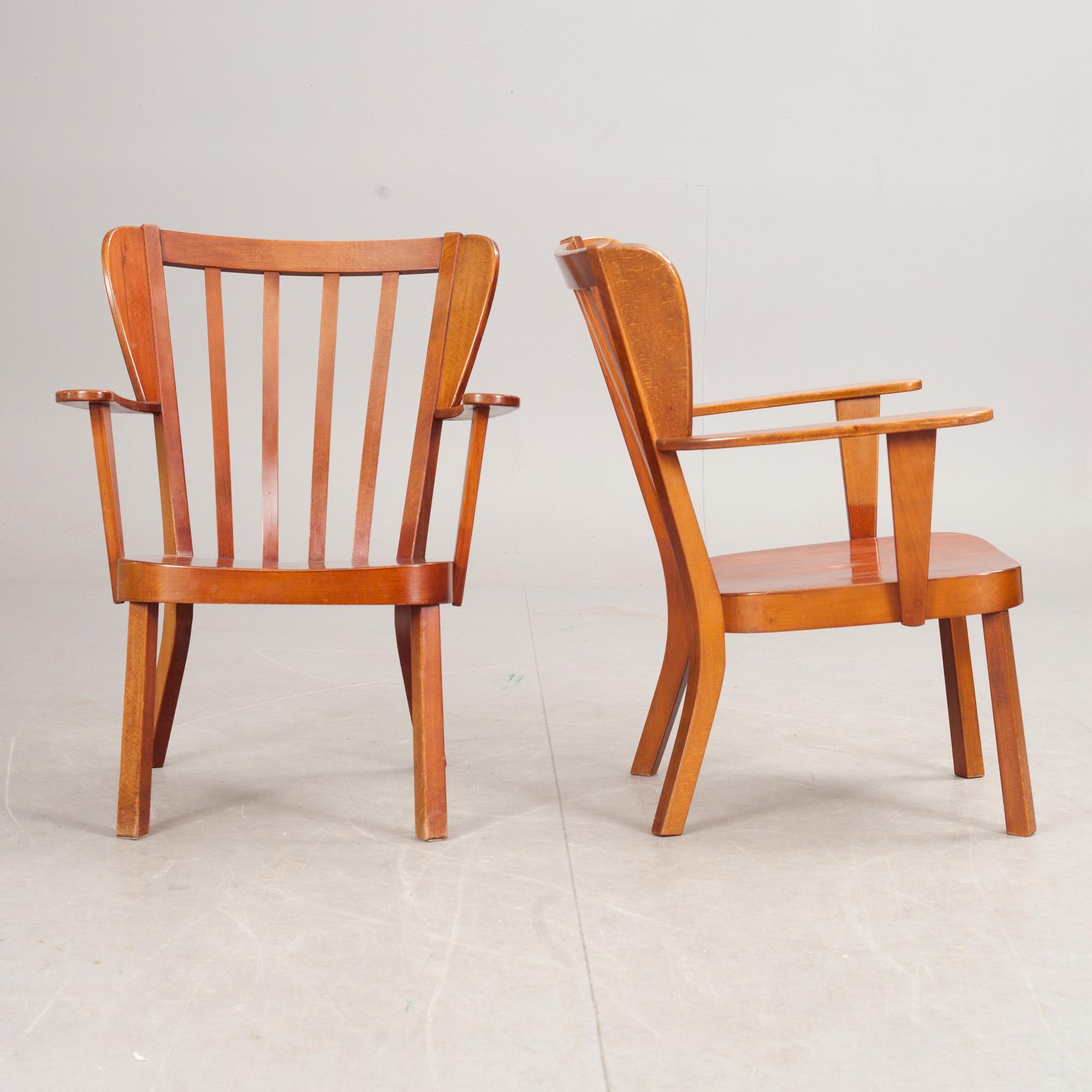 FÅTÖLJER, ett par, "Canada", Christian E Hansen, Fritz Hansen 1940-talet.