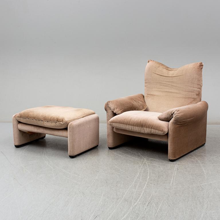 VICO MAGISTRETTI, a 'Maralunga' easy chair with foot rest, Cassina, Italy.