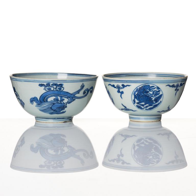 Two blue and white bowls, Ming dynasty, (1368-1644).