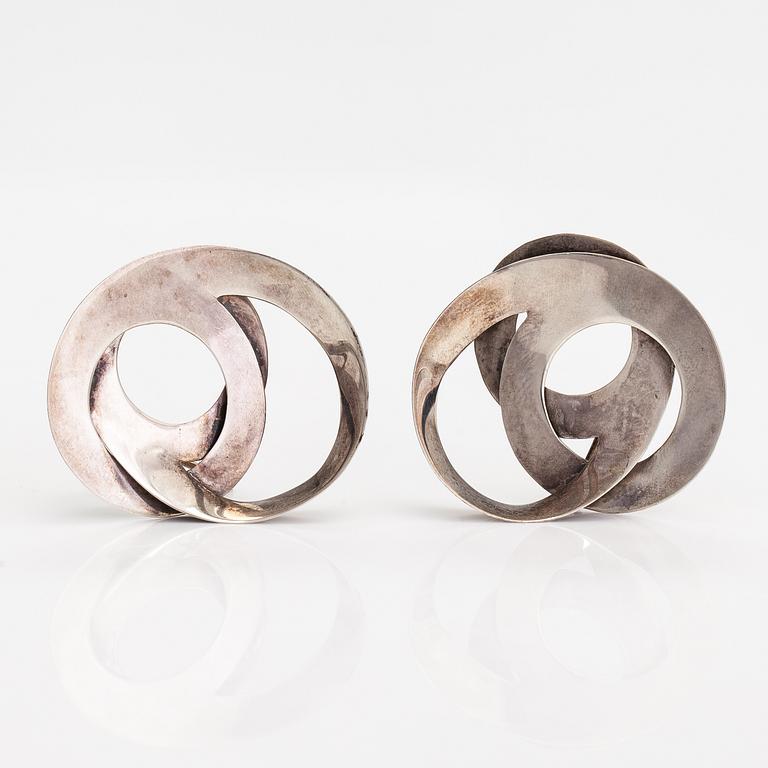 Paula Häiväoja, a pair of silver earrings, Studio Paula, Helsinki 1967.