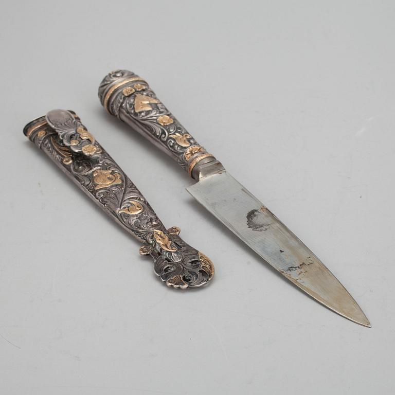 GAUCHOKNIV, silver, rostfritt stål. Argentina 1920/30-tal.