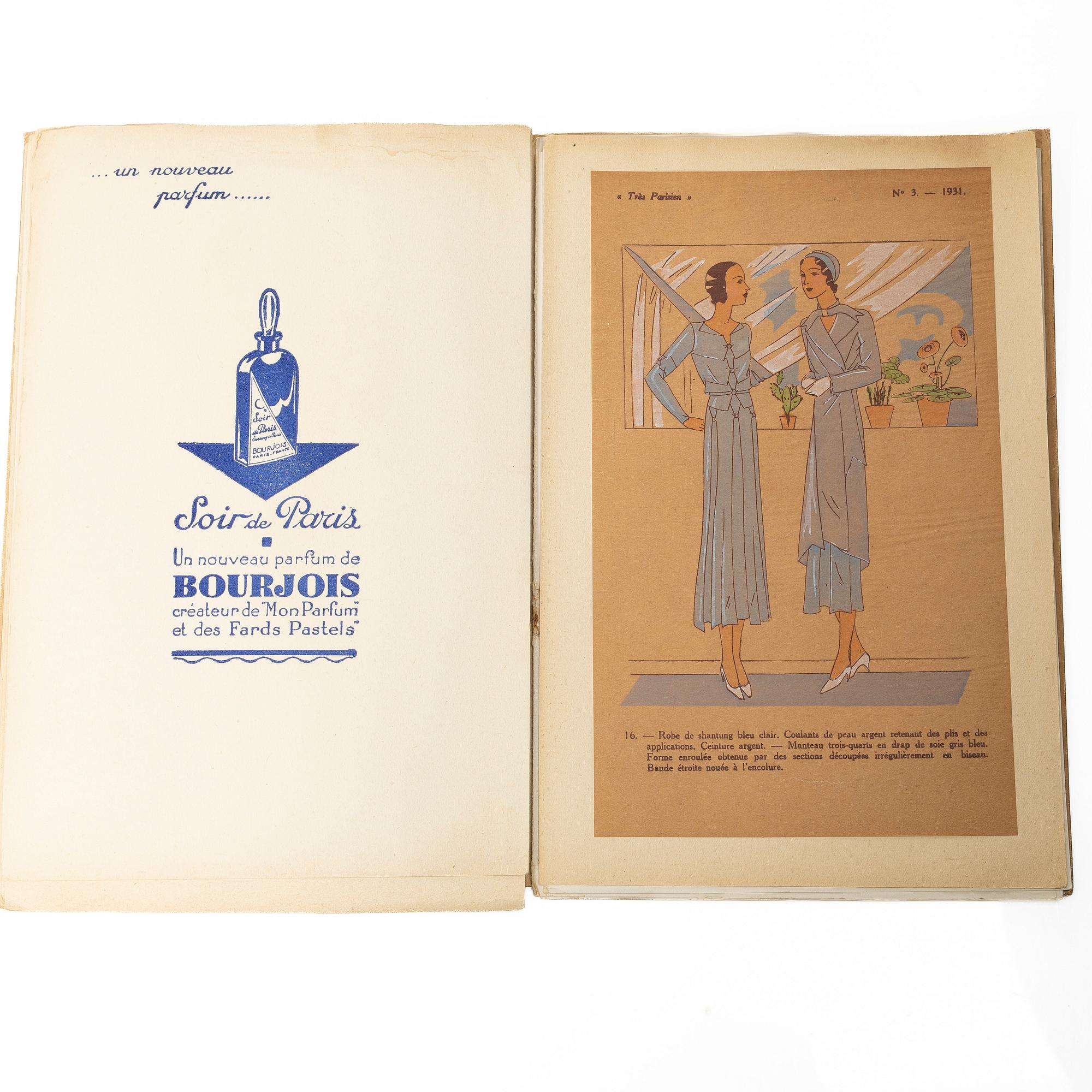Seven French fashion magazines, 'Trés Parisien', with 123 pochoir fashion plates, Paris, G.-P. Joumard, 1927–31.