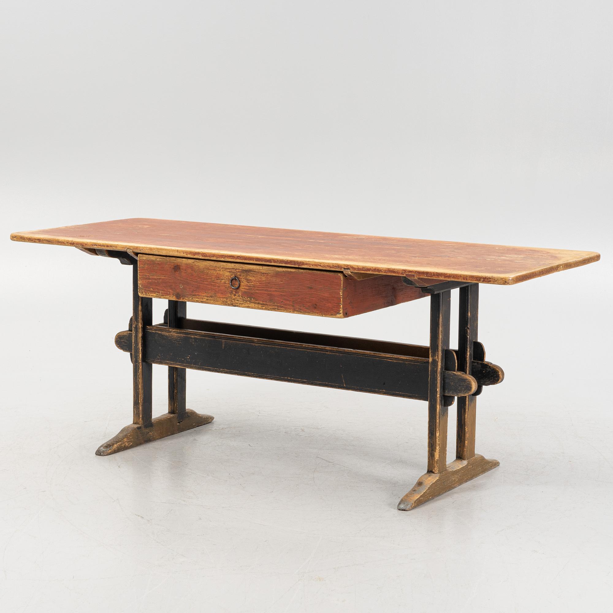 Bockbord med låda, allmoge, 17/1800-tal.