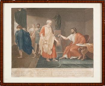 KOPPARSTICK, 2 st, efter Angelica Kauffman och Garnier, 1800-tal.