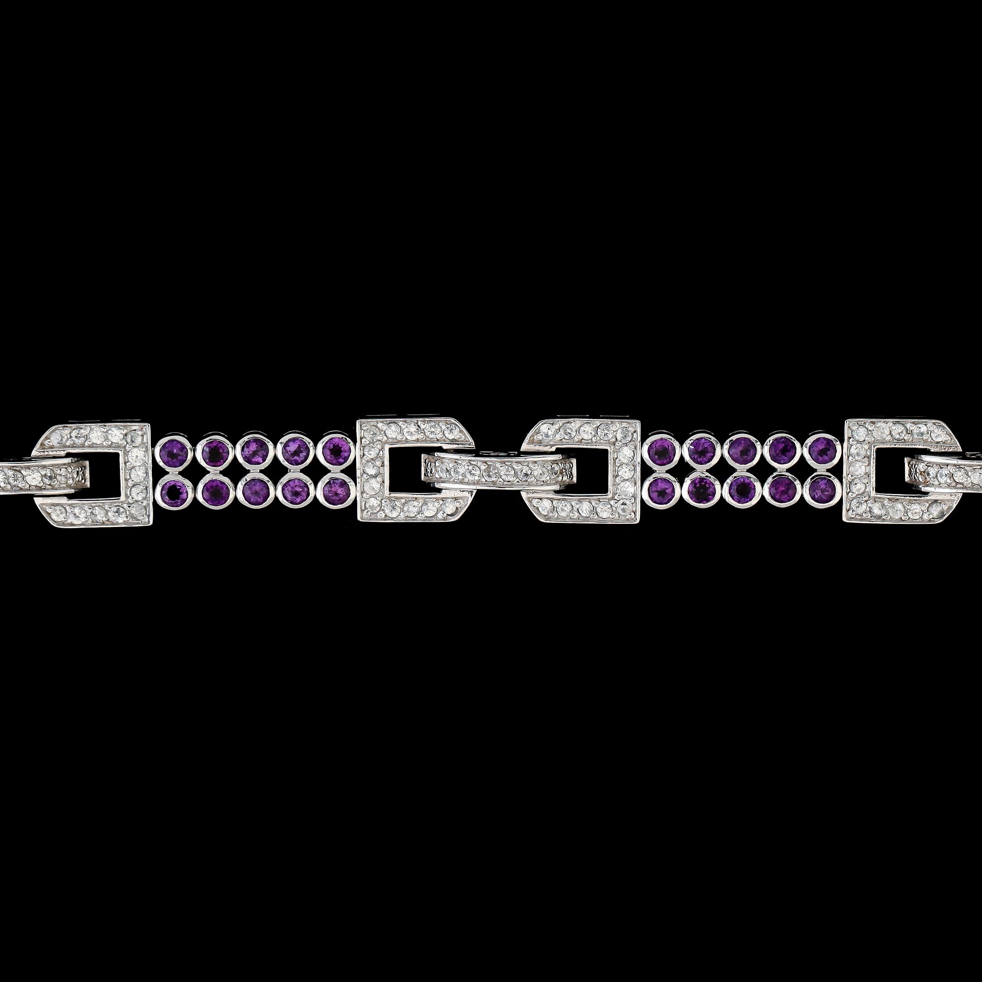 ARMBAND, sterlingsilver, ametister och topaser, art déco-stil.
